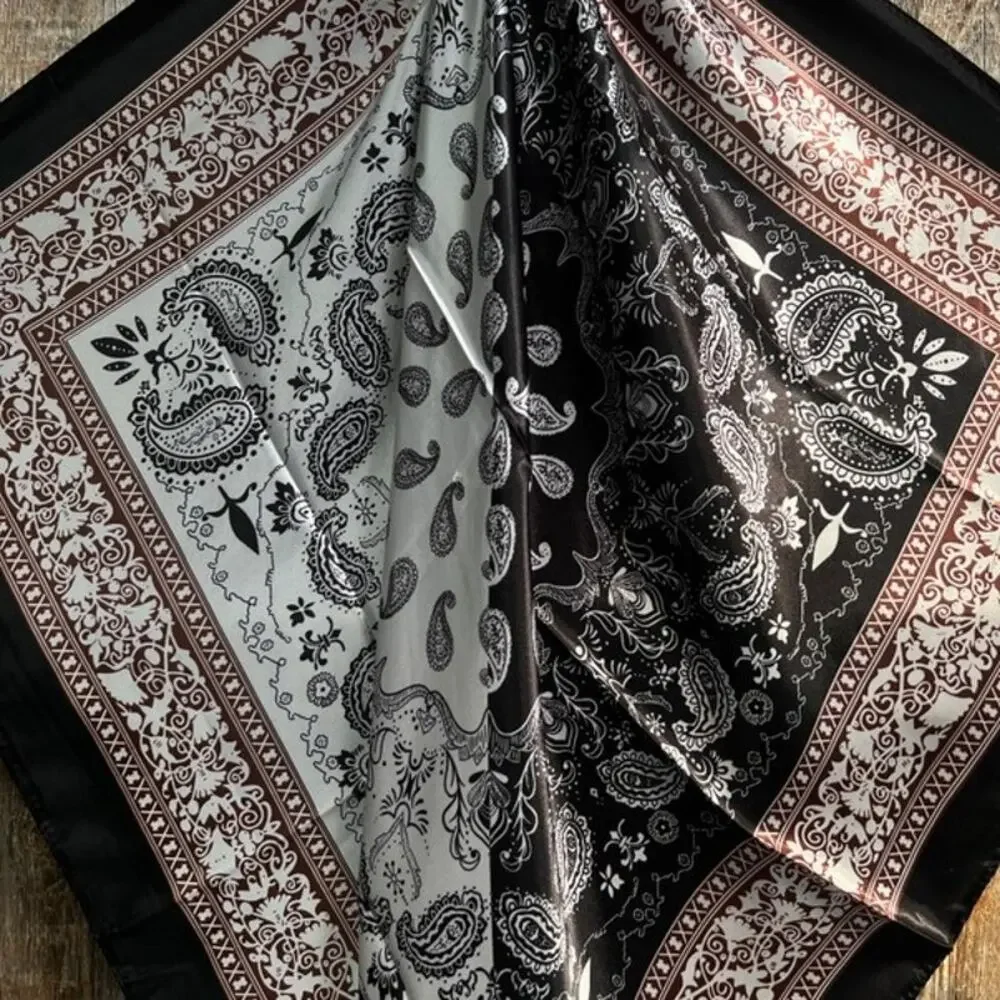 Two-Tone Black Paisley Wild Rag Scarf